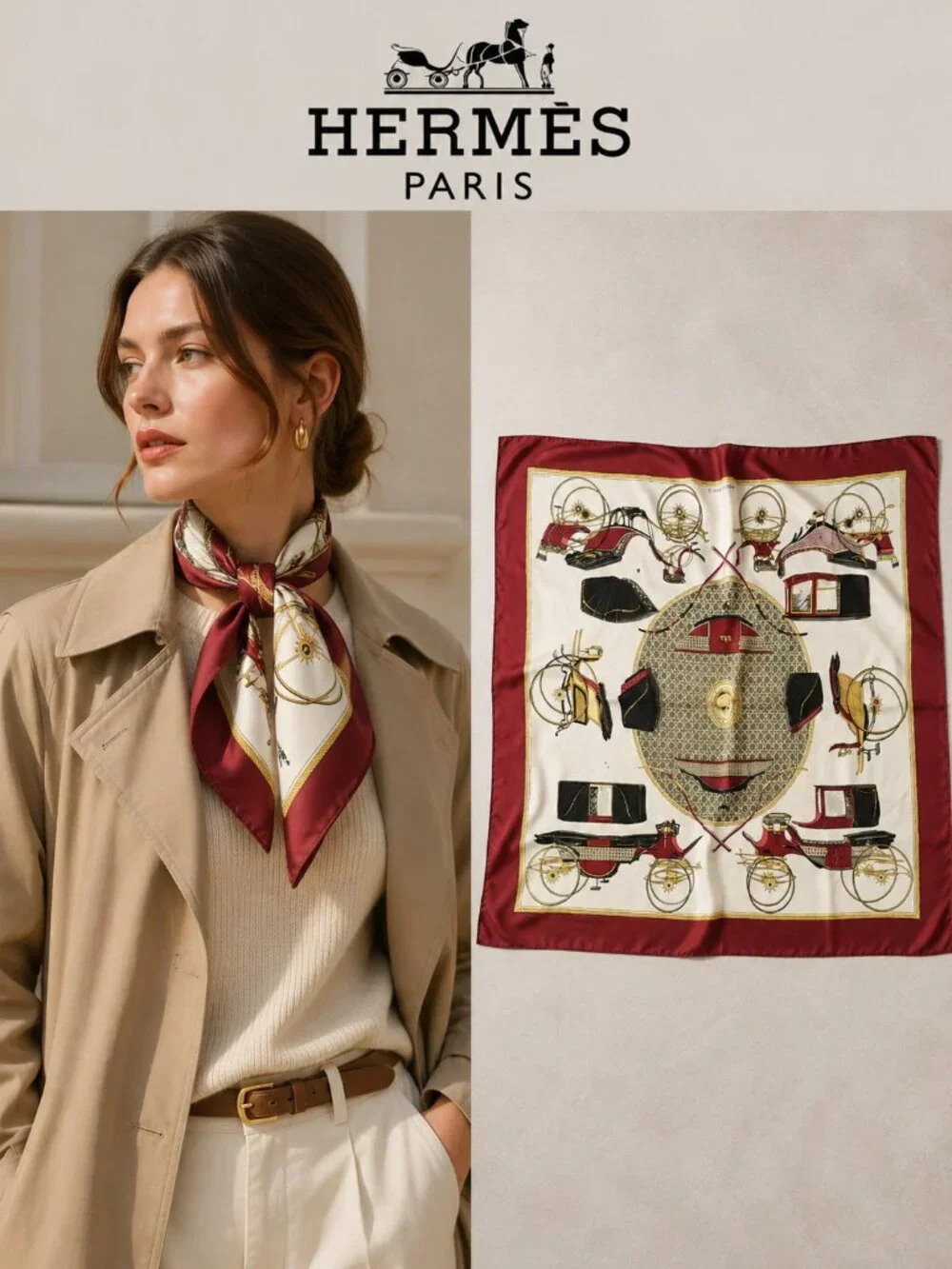 Hermès Les Voitures à Transformation Silk Scarf Carré 90 35